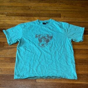 Mini Boden Aqua Tee with Dog Design, 13-14 Yrs